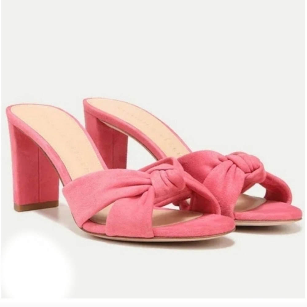 Veronica Beard Women’s Ganita Knot-Front Slides Size 9 Pink Suede Sandals